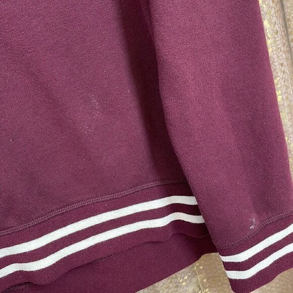 PINK Victoria’s Secret purple wine maroon/white 1/4 zip pullover sweater, size L - Picture 3 of 6
